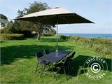 Party package, 1 folding table rattan-look PRO (182 cm) + 8 chairs rattan-look, Black