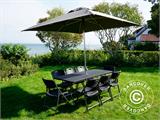 Party package, 1 folding table rattan-look PRO (182 cm) + 8 chairs rattan-look, Black