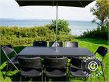 Party package, 1 folding table rattan-look PRO (182 cm) + 8 chairs rattan-look, Black