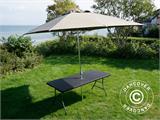 Party package, 1 folding table rattan-look PRO (182 cm) + 8 chairs rattan-look, Black