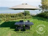 Package festif, 1 table pliante imitation rotin PRO (182cm) + 8 chaises imitation rotin, noir