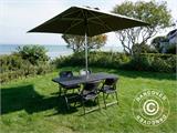 Party package, 1 folding table rattan-look PRO (182 cm) + 8 chairs rattan-look, Black