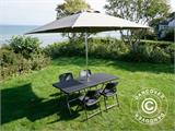 Party package, 1 folding table rattan-look PRO (182 cm) + 8 chairs rattan-look, Black