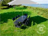 Party package, 1 folding table rattan-look PRO (182 cm) + 8 chairs rattan-look, Black