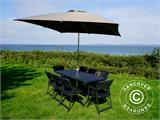 Party package, 1 folding table rattan-look PRO (182 cm) + 8 chairs rattan-look, Black