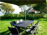 Package festif, 1 table pliante imitation rotin PRO (182cm) + 8 chaises imitation rotin, noir