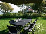 Party package, 1 folding table rattan-look PRO (182 cm) + 8 chairs rattan-look, Black