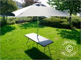 Party package, 1 folding table rattan-look PRO (182 cm) + 8 chairs rattan-look, Black