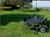 Party package, 1 folding table rattan-look PRO (182 cm) + 8 chairs rattan-look, Black