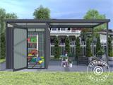 Garden shed w/skylight + overhang, 4.9x2.45x2.26 m, 12.0 m², Anthracite