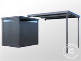 Garden shed w/skylight + overhang, 4.9x2.45x2.26 m, 12.0 m², Anthracite