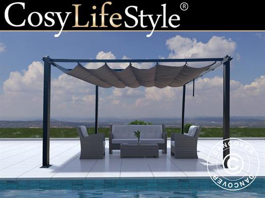 Gazebo pergola Santa Cruz, 4x4m, Nero/Grigio