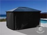 Gazebo Santa Barbara con tende e zanzariera, 3x4m, Nero