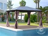 Gazebo Santa Barbara con tende e zanzariera, 3x4m, Marrone