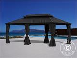 Tonnelle Santa Fe avec rideaux et moustiquaire, 3,65x6m, Noir