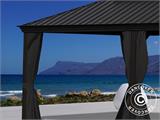 Gazebo Santa Fe w/curtains and mosquito net, 3.65x6 m, Black