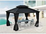 Tonnelle Santa Fe avec rideaux et moustiquaire, 3x4,25m, Noir