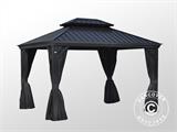 Pavillon Santa Fe mit Vorhängen und Moskitonetz, 3x4,25m, Schwarz