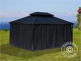 Gazebo Santa Fe con tende e zanzariera, 3x4,25m, Nero