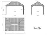 Pavillon Santa Fe mit Vorhängen und Moskitonetz, 3x4,25m, Schwarz