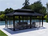 Tuinpaviljoen Santa Fe met zijwanden en schuifdeuren, 3,65x6m, Zwart