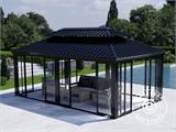 Tuinpaviljoen Santa Fe met zijwanden en schuifdeuren, 3,65x6m, Zwart