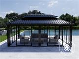 Tuinpaviljoen Santa Fe met zijwanden en schuifdeuren, 3,65x6m, Zwart