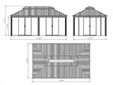 Tuinpaviljoen Santa Fe met zijwanden en schuifdeuren, 3,65x6m, Zwart