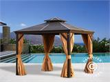 Gazebo San Bruno con tende e zanzariera, 3x3m, Marrone