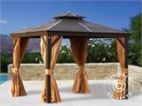 Gazebo San Bruno w/curtains and mosquito net, 3x3 m, Brown