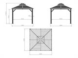 Pavillon San Bruno mit Vorhängen und Moskitonetz, 3x3m, Braun