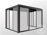 Bioclimatic pergola gazebo San Pablo w/sliding doors, 3x4 m, Black