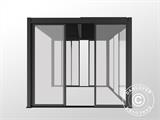 Cenador pérgola bioclimática San Pablo con puertas correderas, 3x4m, Negro