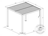 Gazebo pergola bioclimatico San Pablo con porte scorrevoli, 3x4m, Bianco