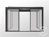 Cenador pérgola bioclimática San Pablo con puertas correderas, 4x4m, Negro