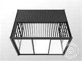 Cenador pérgola bioclimática San Pablo con puertas correderas, 4x4m, Negro