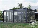 Bioclimatic pergola gazebo San Pablo w/sliding doors, 3x5.8 m, Black