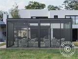 Bioclimatic pergola gazebo San Pablo w/sliding doors, 3x5.8 m, Black