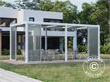 Cenador pérgola bioclimática San Pablo Alu+ con puertas correderas, 3x5,8m, Blanco