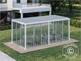 Cenador pérgola bioclimática San Pablo Alu+ con puertas correderas, 3x5,8m, Blanco