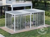 Gazebo pergola bioclimatico San Pablo con porte scorrevoli, 3x5,8m, Bianco