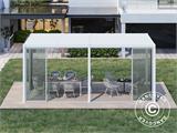 Cenador pérgola bioclimática San Pablo Alu+ con puertas correderas, 3x5,8m, Blanco