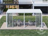 Gazebo pergola bioclimatico San Pablo con porte scorrevoli, 3x5,8m, Bianco