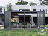 Pergola bioclimatique San Pablo avec portes coulissantes, 4x5,8m, Noir
