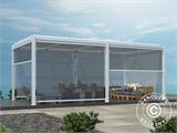 Gazebo bioclimático San Pablo Alu+, 3x5,8m com 6 cortinas laterais, Branco