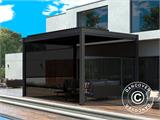 Bioclimatic pergola gazebo San Pablo, 4x4 m w/4 sidewall screens, Black