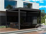 Bioclimatic pergola gazebo San Pablo, 4x4 m w/4 sidewall screens, Black