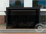 Bioclimatic pergola gazebo San Pablo, 4x4 m w/4 sidewall screens, Black