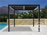 Bioclimatic pergola gazebo San Pablo, 4x4 m w/4 sidewall screens, Black