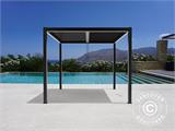 Bioclimatic pergola gazebo San Pablo, 4x4 m w/4 sidewall screens, Black